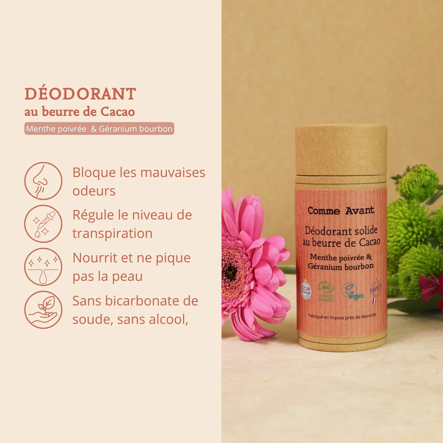 Déodorant solide géranium & menthe poivrée - COMME AVANT - Image 2