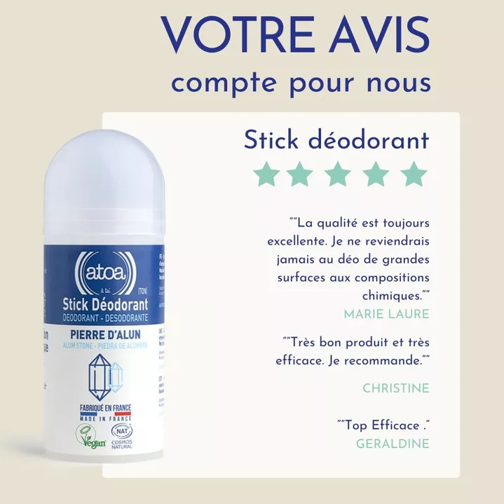 Déodorant stick 100g - Pierre d'Alun - ATOA – Image 4